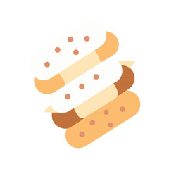 Vector art of a stack of four cookies with chocolate chips