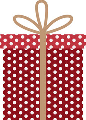 Red Christmas gift box with ribbon isolated on white background. Vector