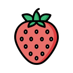 Vector art of simple line art illustration of a strawberry