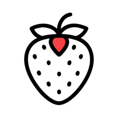 Vector art of simple and clean icon of a strawberry with a red stem and leaves, isolated on a, representing fruit, food, and healthy eating in a minimalist style