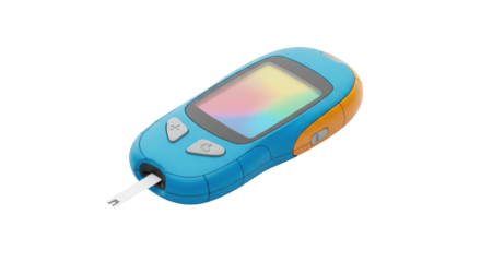 Isolated modern blood glucose meter device, health tool used to check sugar levels quickly
