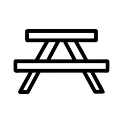 Vector art of simple line art icon of a picnic table