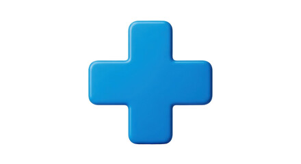 Fototapeta premium Isolated cross symbol, blue rounded plus sign, mathematical operation, simple addition icon