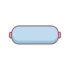Vector art of a simple, stylized illustration of a virtual reality headset, isolated on a, featuring a light blue lens and pink accents on the sides, presented in a clean, modern vector art style