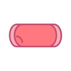 Vector art of a simple, flat illustration of a pink sausage isolated on a, with a thick outline and a subtle curve suggesting a bite mark