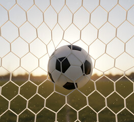 Fototapeta premium Ball Stuck in Goal Net
