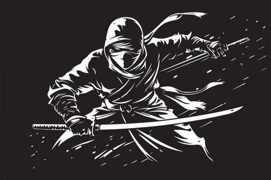 Katana Ninja Battle Silhouette Set
