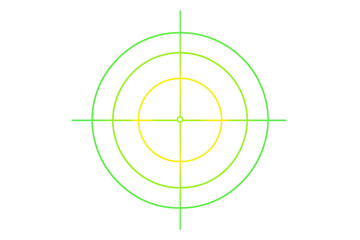 Green and yellow crosshairs with concentric circles, showing target aiming accuracy and focus on transparent background