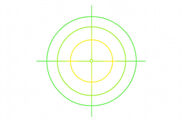Green and yellow crosshairs with concentric circles, showing target aiming accuracy and focus on transparent background