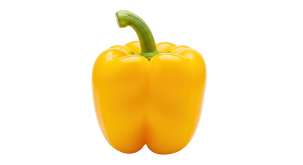 Isolated yellow bell pepper, a ripe vegetable with a green stem, organic food, healthy eating
