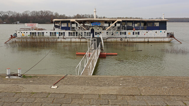 Ship The Terrible Children at Estuary of Rivers Sava and Danube in Belgrade Serbia