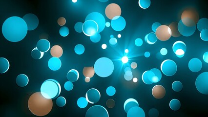 A vibrant abstract background featuring floating orbs of light in shades of blue and gold, creating a dreamy, enchanting atmosphere.