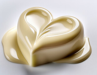 Melting Heart White Chocolate on White Background