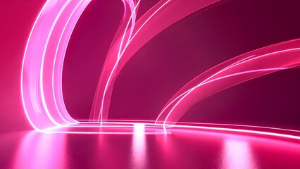 A vibrant, abstract space featuring flowing lines of neon pink light, creating a dynamic and futuristic atmosphere.