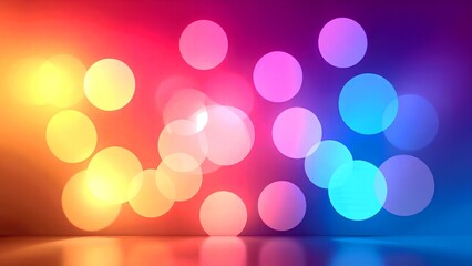 A vibrant display of colorful, blurred circles against a gradient background, creating an abstract, dreamy effect.