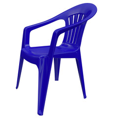 Plastic chair blue studio light isolated transparent background 3d rendering
