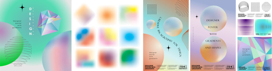 Fototapeta na wymiar Modern abstract gradient vector poster with geometric shapes, circle, ball, spheres, space and colorful pattern, trendy design background for branding, web, cover, print, and creative projects. 