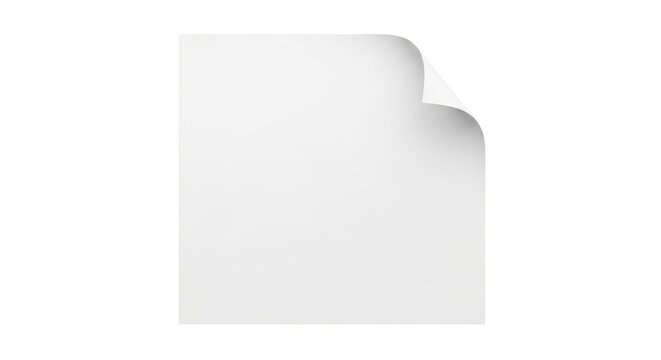 Isolated page turn, corner curled, a blank paper sheet with a curled upper corner