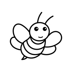 Stylized Black and White Bee Illustration with Transparent Background