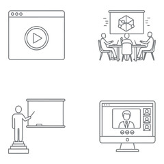 Fototapeta premium Vector art of online education and presentation icons