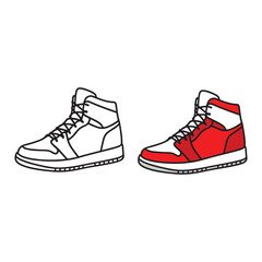 Trendy sneakers outline illustration for coloring. Perfect for kids’ fashion-themed coloring pages, creative art projects, and printable worksheets.