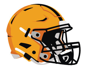 Orange american football helmet with a dark face mask in a clean silhouette style