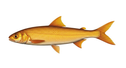 Obraz premium Isolated Golden Fish Close-Up View on a Plain Field, Freshness of River Aquatic Habitat