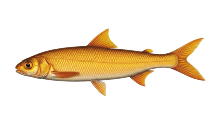 Isolated Golden Fish Close-Up View on a Plain Field, Freshness of River Aquatic Habitat
