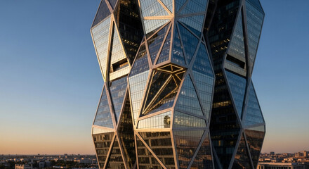 The gate of kuwait, a modern architectural marvel, stands tall against the clear blue sky, its geometric design and reflective glass facade creating a stunning visual spectacle
