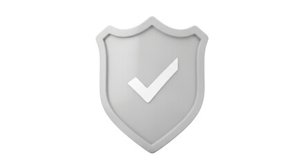 Isolated rendering of security shield with checkmark, protection approved verified secure