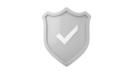 Isolated rendering of security shield with checkmark, protection approved verified secure