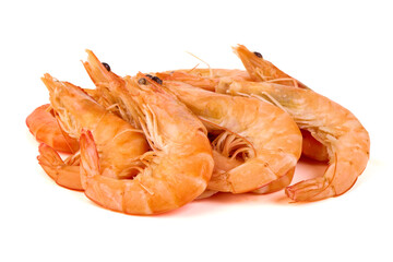 Cooked Shrimps, isolated on white background