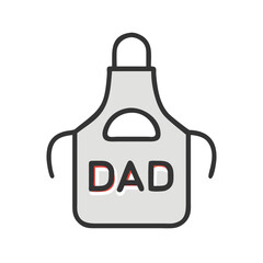 Obraz premium Vector art of simple illustration of a grey apron with the word dad in bold letters, isolated on a, representing fatherhood and cooking