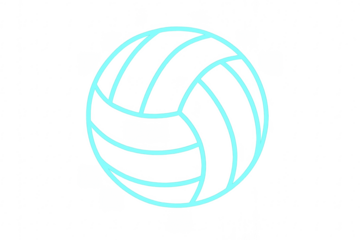 Volleyball line art icon featuring a ball on transparent background