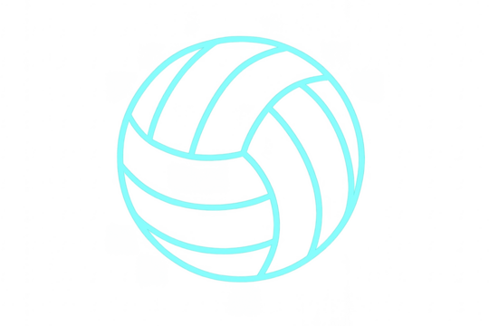 Volleyball line art icon featuring a ball on transparent background
