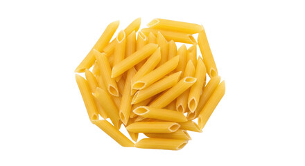 Isolated pasta in a pile, ready to cook for dinner or lunch with a delicious sauce dish