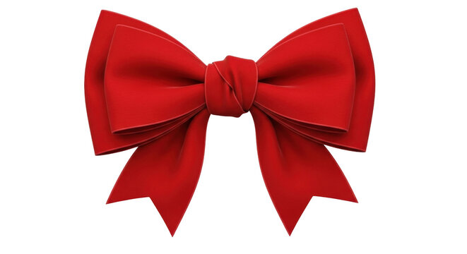 Isolated festive red bow for present or decoration, birthday or holiday gift packaging