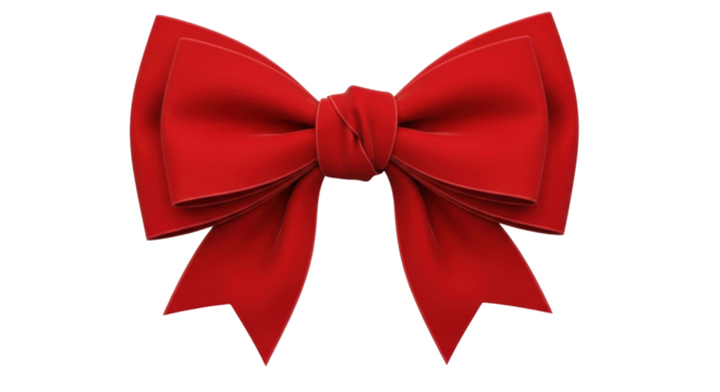 Isolated festive red bow for present or decoration, birthday or holiday gift packaging