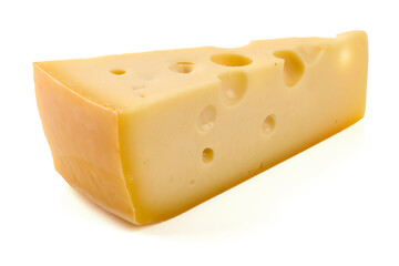Swiss Cheese Wedge, isolated on white background