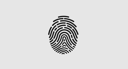 Stylized fingerprint illustration on a light gray background, showing unique ridge pattern.