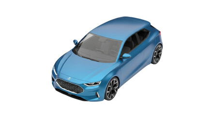 Isolated turquoise hatchback, contemporary coupe automobile on a neutral backdrop