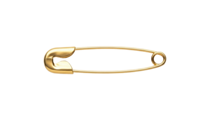 Isolated gold safety pin with simple elegant design for fastening things together