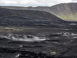 lava fields and volcanism on Reykjanes Peninsula in Iceland