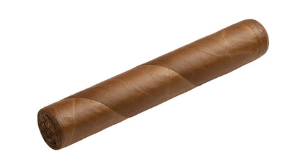 Isolated brown hand-rolled cigar, a luxury smoking product ready to be consumed and enjoyed