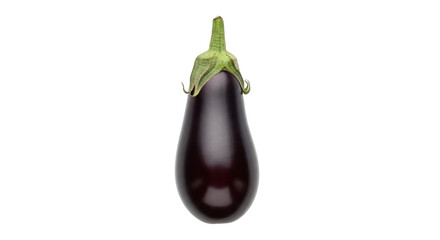 Isolated eggplant vegetable with green stem, ingredient for healthy eating and cooking