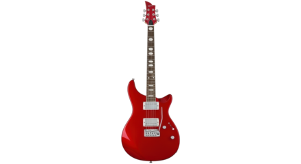 Isolated red electric guitar for music production, performance or instrument repair projects