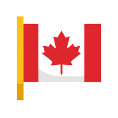 Vector art of a simple flat icon of the canadian flag waving on a yellow pole