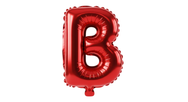 Isolated red letter B balloon floats as a shiny party decoration for birthdays