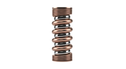 Isolated tension spring damper, auto or automotive suspension system with metal elements