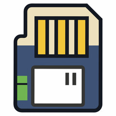 SD Card Outline Icon &ndash; Data Storage